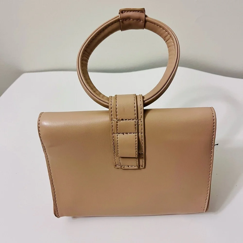 Elegant Tan Faux Leather Handbag - Picture 2 of 3